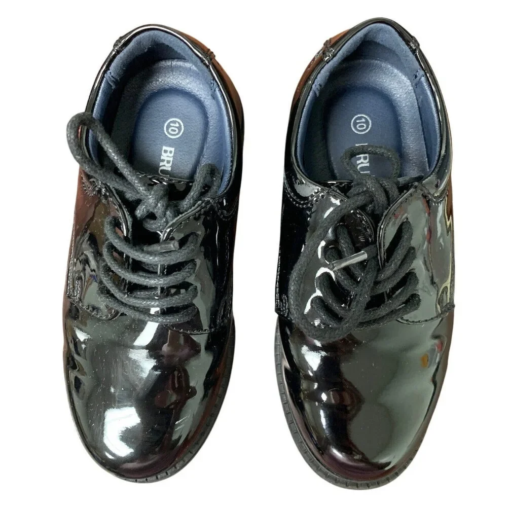 Bruno Marc Toddler Boys Size 10 Black Faux Leather Classic Oxfords Dress Shoes